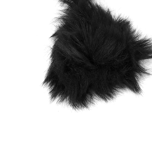 Plush Katteøre Hodebånd Søt Fluffy Pelsøre Hodeplagg for Halloween Cosplay Party Svart