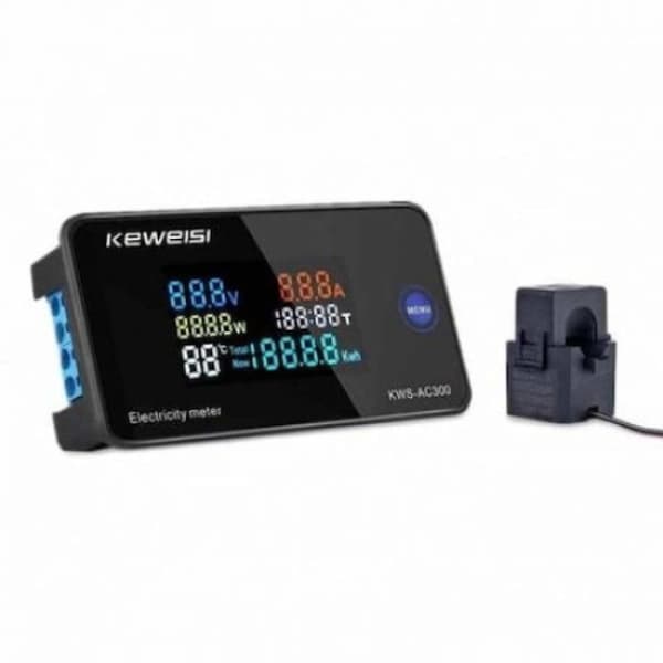 Multifunktionelt elektrisk energimåler, digitalt AC multimeter LCD-display til multiparametermåling, 300V AC 100A, har high-definition LCD