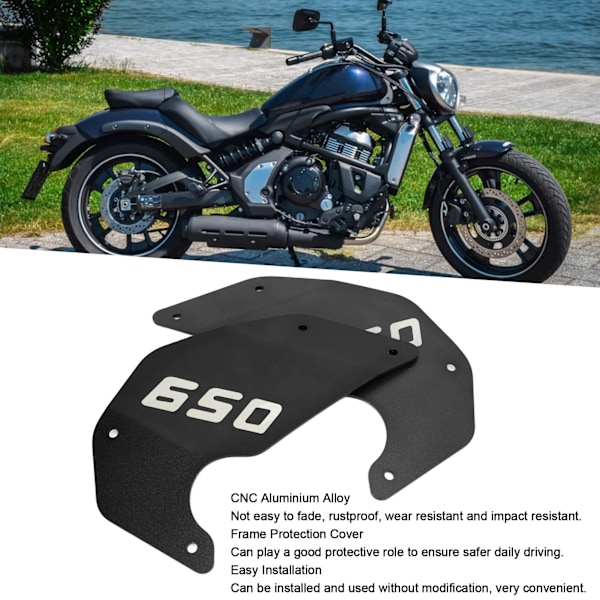 2 stk. Motorcykel Side Cover Ramme Panel Plade Udskiftning til Kawasaki Vulcan S 650 2015‑2021 Sort