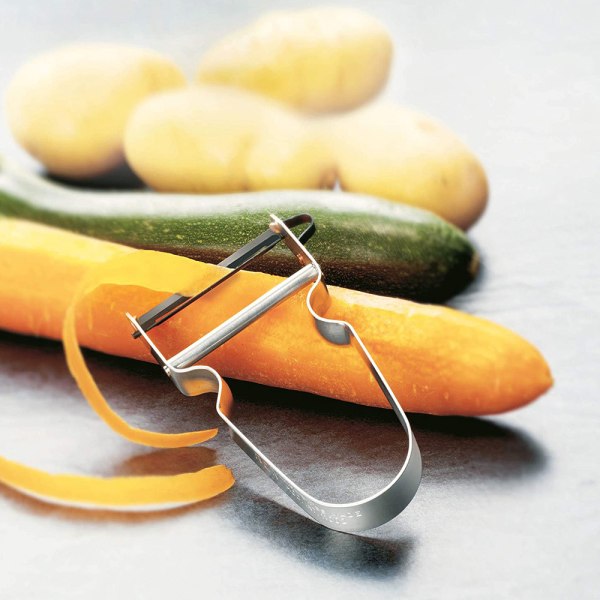 Rustfrit stålskræller til grøntsager  Ergonomisk, rustfrit stålskræller  Håndtag, til kartofler, alle frugter og grøntsager