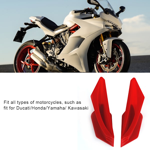 1 Par Universal Motorcykel Winglet Aerodynamisk Ving Kit Passer Til Honda Yamaha (Rød)