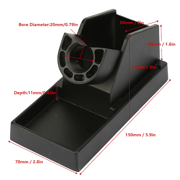 Loddejernsstation Holder og Stativ i Sort Aluminium Legering med God Varmeafledning