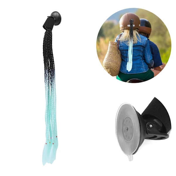 Hjelmfläta Dekoration Motorcykel Trendig Gradient Hjelm Dreadlocks Peruk Svart Cyan