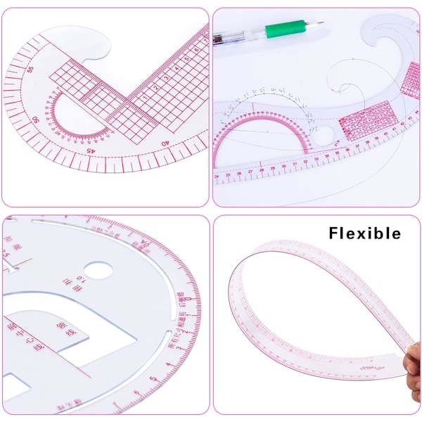 Släpp loss din kreativitet med våra transparenta franska kurvmallar, designade för exakt mönsterkonstruktion av skräddare och designers