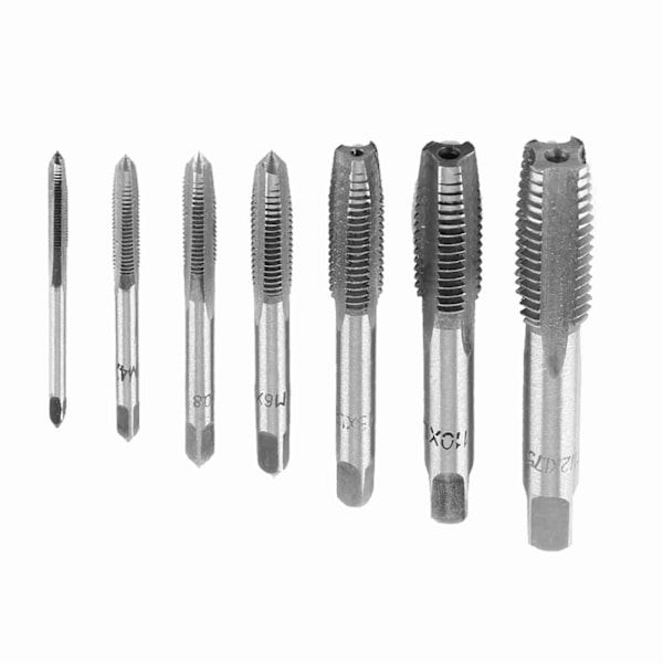7st Metriska Gängstål Tappverktyg M3, M4, M5, M6, M8, M10, M12