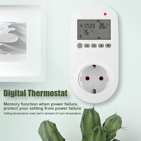 HY02TPR Trådløs Stikkontakt Digital Opvarmning Termostat Temperaturregulator (EU Stik 200-240V)