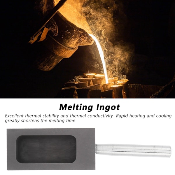 Grafiittiharkkomuotit kahvalla, valu- ja sulatusmuotti kultaa, hopeaa ja metalleja varten 95x45x30mm