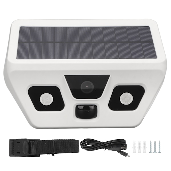 Solcellsdriven Mörkerkamera Rörelsesensor Belysning IP56 1080P 120 Grader Uppladdningsbar Utomhussäkerhetskamera