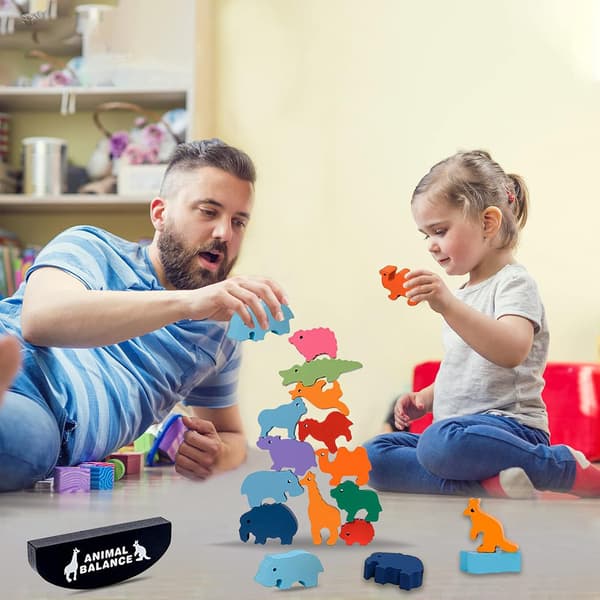 Træstableklodser, Montessori-spil, Balanceklodser, Finmotorik