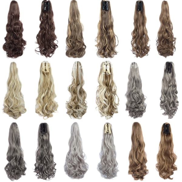 Clip-in Hestehale Paryk, Syntetisk Langt Krøllet Hår Extensions til Håndens Net - M27/613#