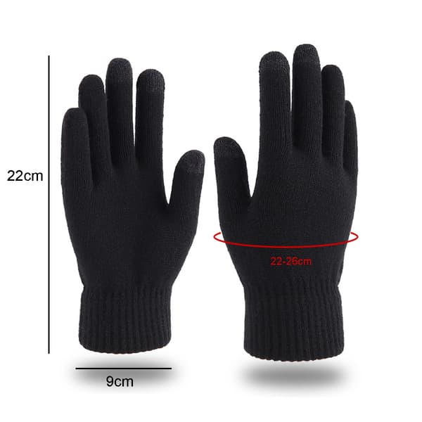 Stickade Vinterhandskar för Kallt Väder, Termiska Varma Handskar med Stretchig Fleecefodrad Design, Pekskärmskompatibla med Elastisk Mudd