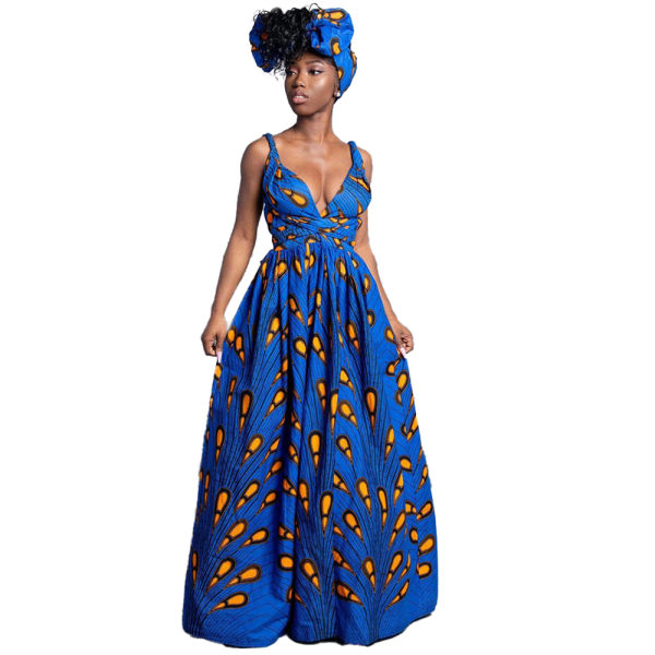 Lang kjole V-hals kjole plissert kjole blomsterprint