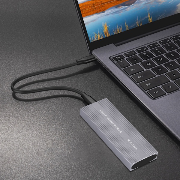 M.2 Nvme PCIE NGFF SATA SSD-kabinett Typ C-port 10 Gbps UASP-kompatibelt Verktygsfritt Solid State Drive-kabinett för 2230 2242 OTG Dubbelhuvudkabel
