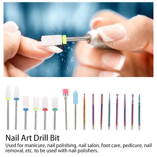 16-delat Set med Nagelfrässpetsar för Nagelfilning, Elektrisk Manikyr Maskin, Nagelslipset