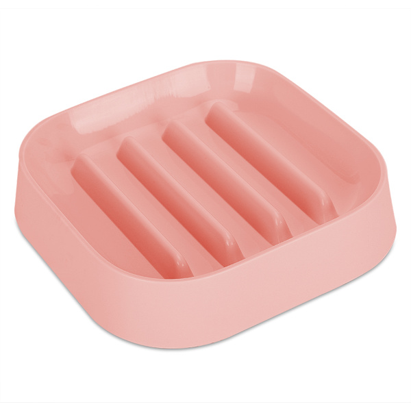 Matkvalitetsplast Kvadratisk Form Husdjur Långsam Mat Anti-Kvävning Matnings Skål Tillbehör med Botten Anti-Halk Pad för Katter Hundar (Rosa)