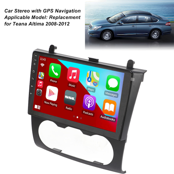 9-tums pekskärm för bilstereo med Android 11 Wifi Bluetooth 5.0 8 kärnor Mirror Link Ersättning för Teana Altima 2008‑2012 1G RAM+16G ROM