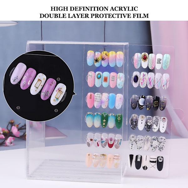 Akryl Nagelkonst Displayställ Magnetisk Adsorption Nagelspets Gellack Displaybräda Hållare
