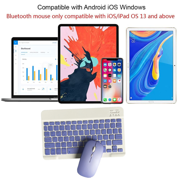 Oppladbar Bluetooth-tastatur og musekombo for Android/iOS