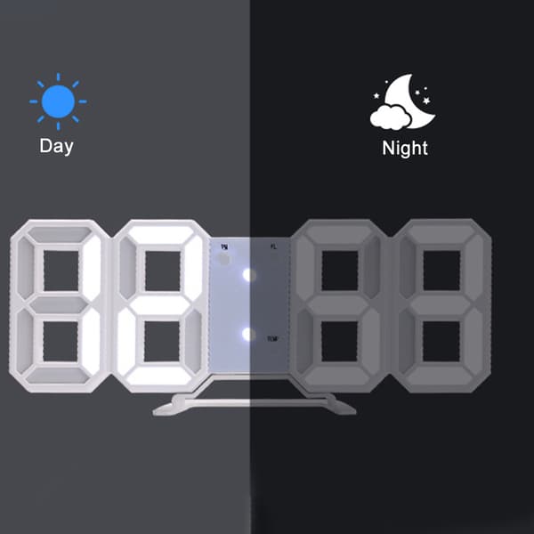 Digital väckarklocka för sovrum, 12/24 timmars format digital väggklocka med dag/datumvisning, stor LED-display med manuell ljusstyrkekontroll, USB