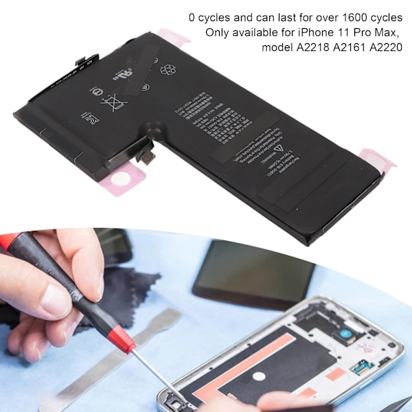 A+ Batteri 15.04Wh 3969mAh Kapacitet Li Ion Polymer Ersättningsbatteri 0 Cykler med Reparationsverktygssats för IPhone 11 Pro Max A2218 A2161 A2220