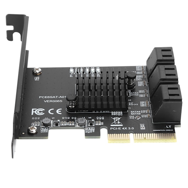 6-Portars Riserkort, PCIe SATA Expansionskort med Höga Hastigheter 6Gbps Stöd, Stöder AHCI-läge och Native Command Queue, SATA 3.0 Controller Hub