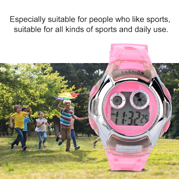 Barnklocka Multifunktionell Utomhus Sport Digital Elektronisk Klocka för Barn Rosa