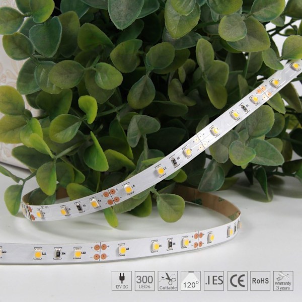Flexibla LED-strip-lampor, vattentäta, superljusa 12-volts LED-ljusremsor för inomhus- och utomhusdekoration, klippbara och kopplingsbara (1-pack, varmgul)