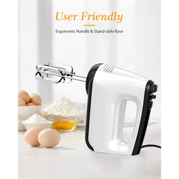 Professionell Elektrisk Handmixer, 400W Ultra Stark Kopparmotor, 6-Hastighetskontroll & Turbofunktion, Rostfria Tillbehör, Ergonomisk Design,