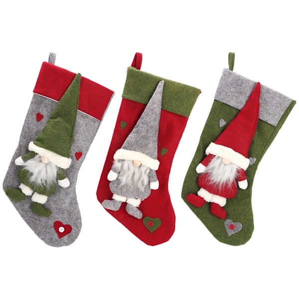 3 st Ansiktslös Docka Julstrumpa Socka Ornament Godis Presentpåse Jul Party Hem Hängande Dekoration