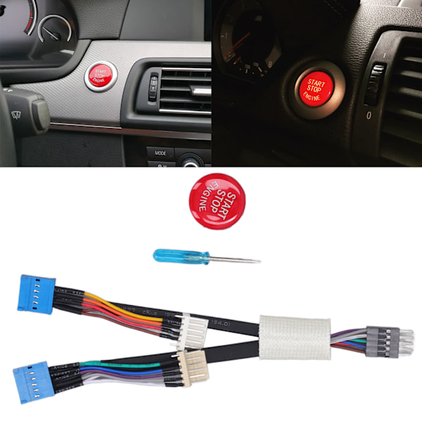 LED Automatgirskifte-knapp Venstrekjøring Rød Knapp Glatt Erstatning for X3 E83 2004‑2010 Karbonfiber Stil