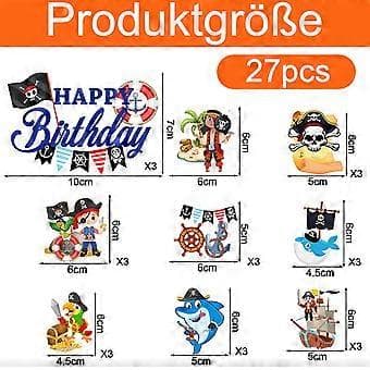 27 stk pirat-tema kakeinnlegg