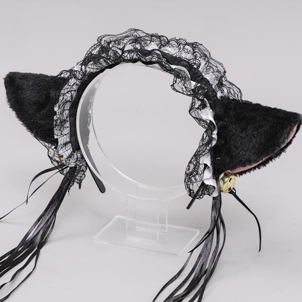Cat Ears Pannband och Cat Tail Bowtie Handledsdekorationer Set för black White