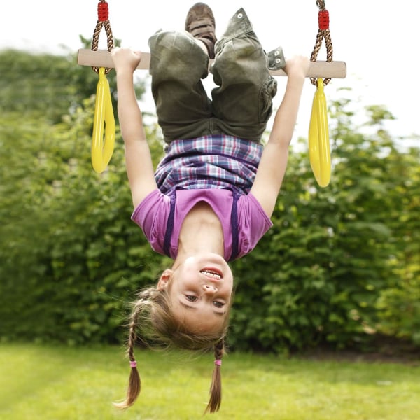 Trapeze trægynge med gymnastikringe Børneportal Rutsjebanespil Have Udendørs Indendørs