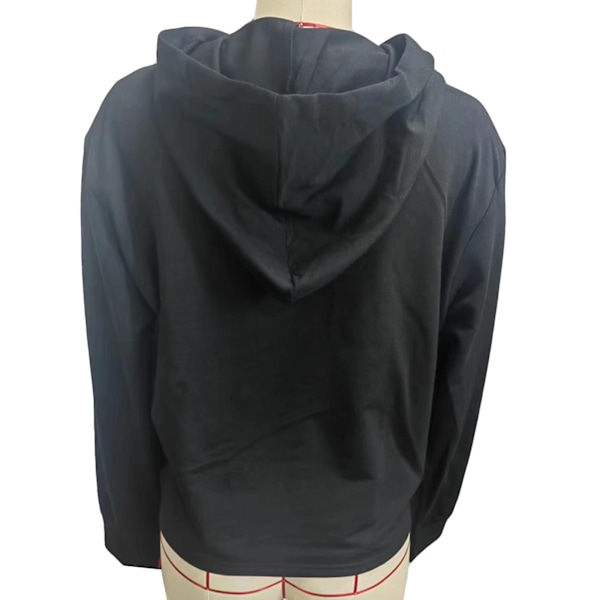 Tröja med dragsko, huva, lång ärm, ledig, figurnära, trendig dragsko hoodie sweatshirt svart M