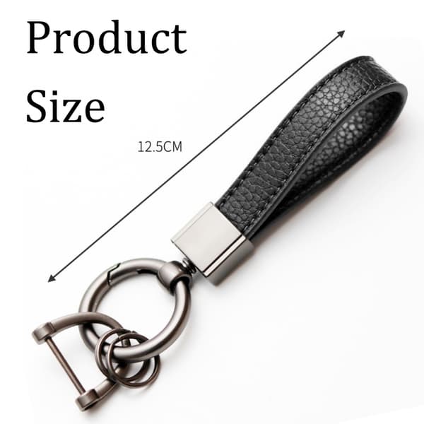 Læder Nøglering, Sort Nøglering til Bil, Nøglerem med Anti-tab D-Ring, Unisex Nøglering til Biltilbehør