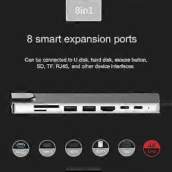 RYRA USB 3.0 Type-C Hub Till HDMI-adapter 4K Thunderbolt 3 USB C Hub Med Hub 3.0 TF