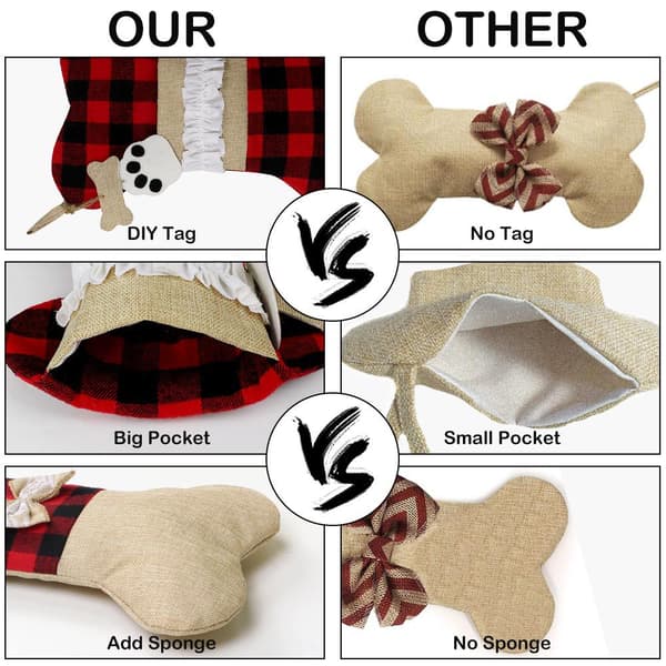 Julstrumpor för hundar, juldekoration för eldstad och träd style 2