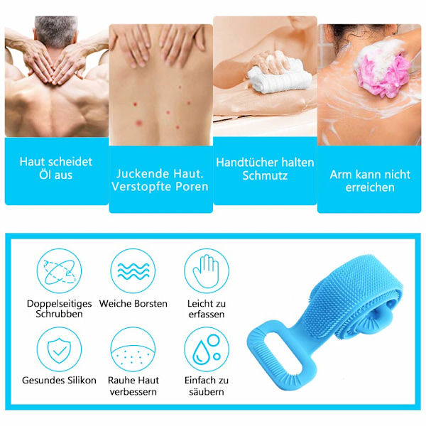 Silikon Ryggskrubbare för Oöverträffad Hygien, Din Viktiga Badaccessoar som Kombinerar Exfoliering & Massage (Perfekt för Hemma & Resor)