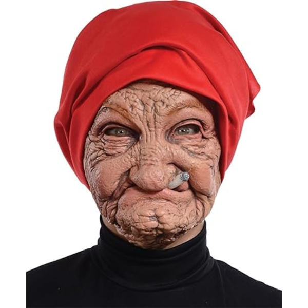 Røykende Bestemor Maske Latexhodeplagg