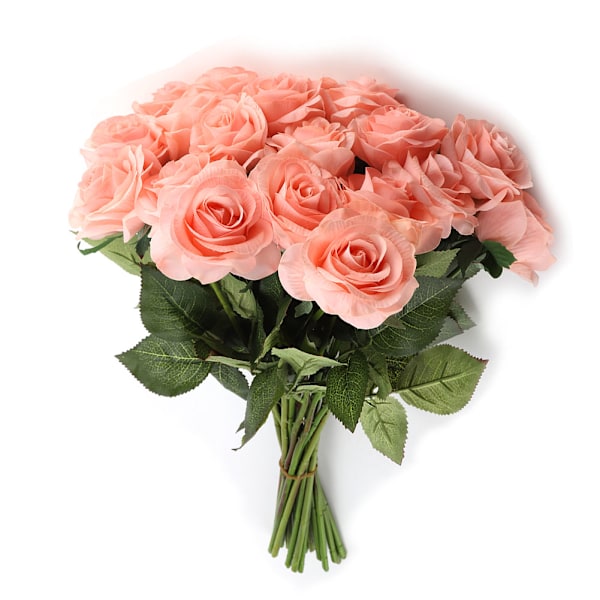 Kunstige roser, falske blomster til bryllup, brud, hjem, kontordekorasjon (20 stk. Champagne)