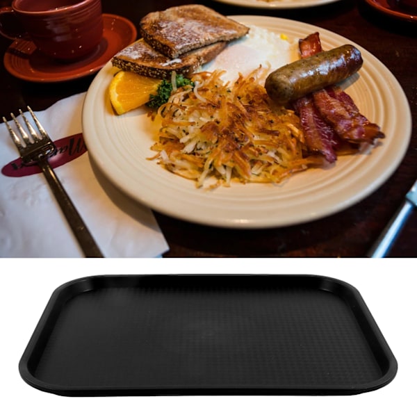 2 st Fast Food Brickor Stapelbara Rektangulära Lätta Halksäkra PP Serveringsbrickor för Restauranger Kaféer Svart