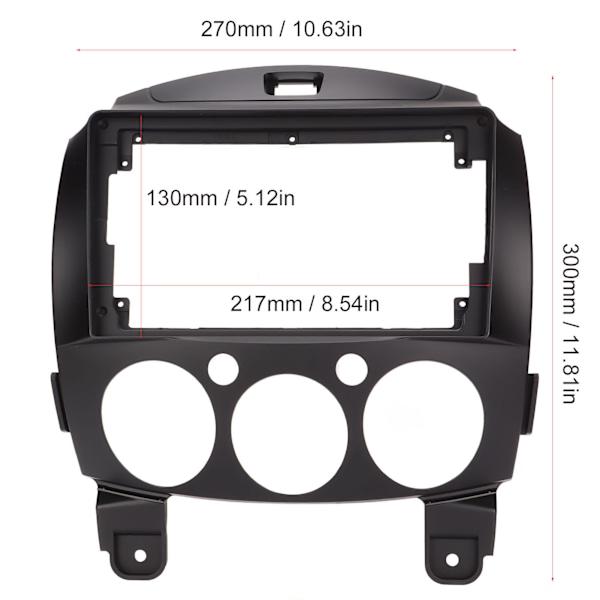 Navigasjonspanelramme Trim ABS Dashborddeksel 2 Din Utskifting for Mazda 2 2007‑2013