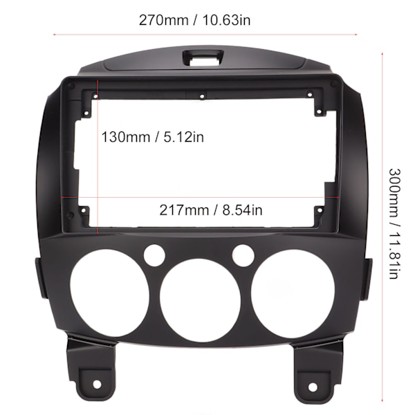 Navigationspanelramme Trim ABS Instrumentbræt Dæksel 2 Din Udskiftning til Mazda 2 2007‑2013