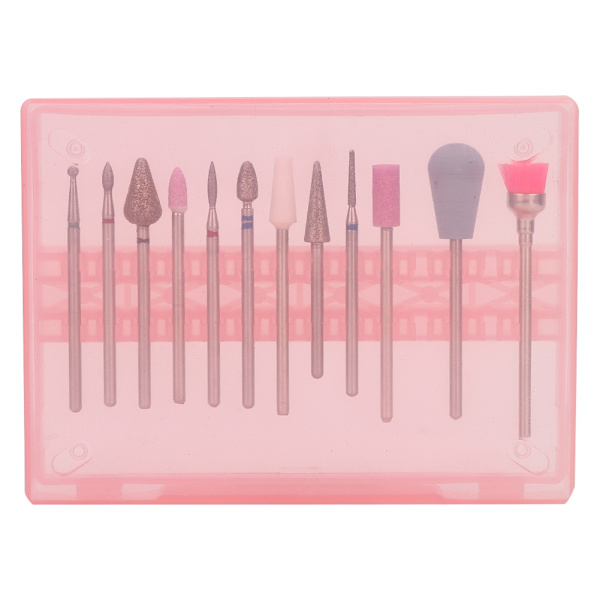 12-pack nagelkonst keramik slipning manikyr borrhuvud poleringsverktyg set (06)