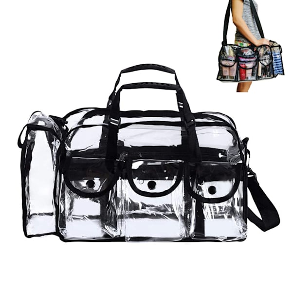 Premium gennemsigtig rejsetaske Makeup Organizer PVC toilettaske Transparent kosmetik taske til kvinder til toiletartikler Justerbar rem