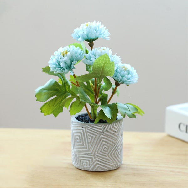 Väärennetty kukkapallo krysanteemi pieni bonsai työpöydän koristelu