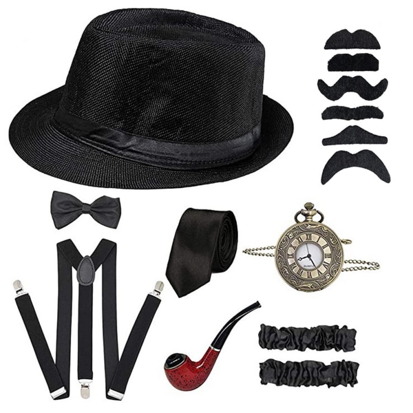 Morsomme festhatter Svart topplue - viktoriansk lue for menn - filt smoking-kostymehatt - kusklue - Dress Up-hatt-svart