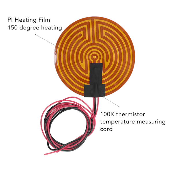 120W pyöreä PI-lämmityskalvo joustava polyimidi lämmityslevy 3D-tulostimen kuumapohjan tarvikkeet DC12V