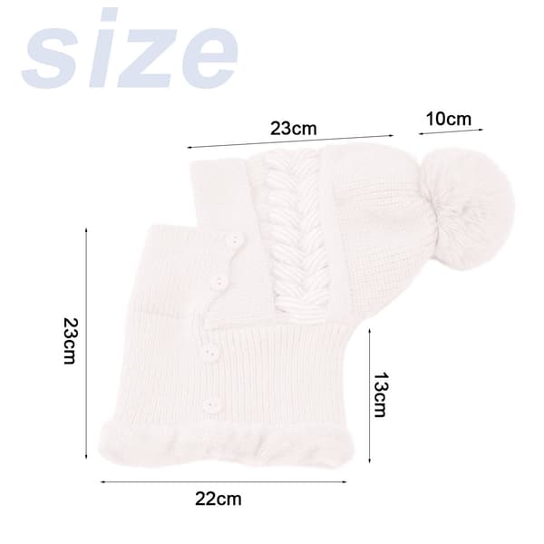 Vinter Damtröja Mössa Dam One-Piece Beanie Mössa Halsduk Mask Varm Vinter Stickad Mössa Tjock Skidmössa white