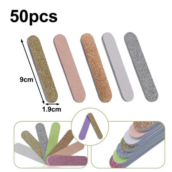 50pcs Nail Files Double Sided Emery Boards Manicure Tools